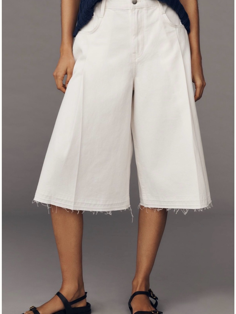 Pilcro White Wide-Leg Culotte Shorts